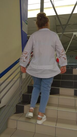 Белая рубашка с рукавами Ришелье.Адрнл.