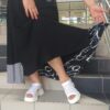 Длинная штапельная юбка с комбинированным подолом.ДРМ